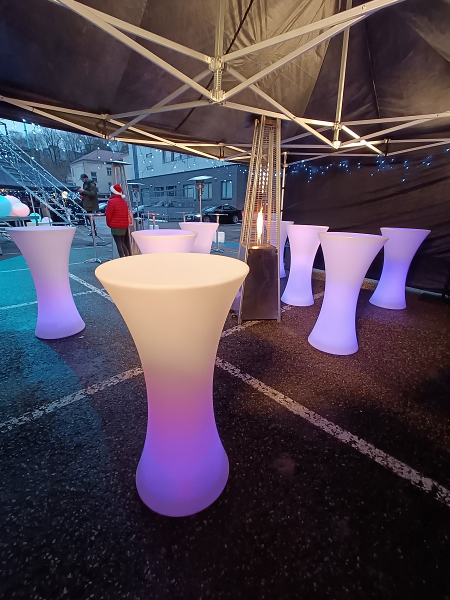 LED apvalūs stalai 110x60 — nuoma